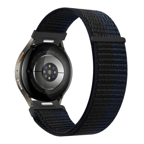 Bandz Samsung Galaxy Watch 7 - 44mm Nylon Strap 'Easy Fit' (Black/Blue)
