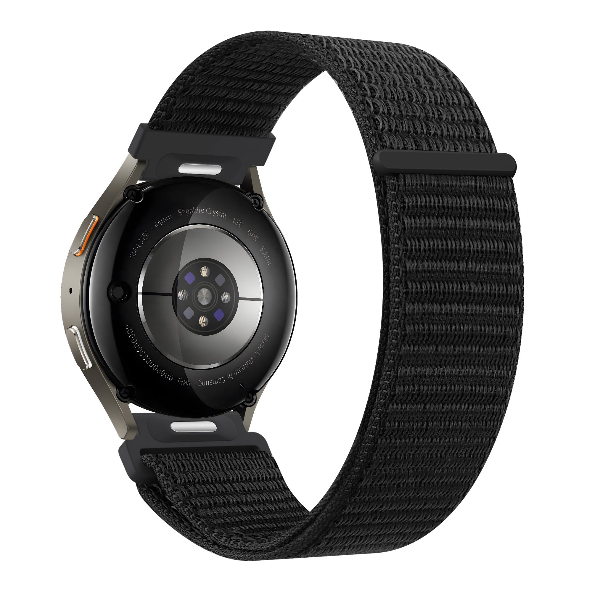 Bandz Samsung Galaxy Watch 7 - 44mm nylon band 'Easy fit' (zwart)