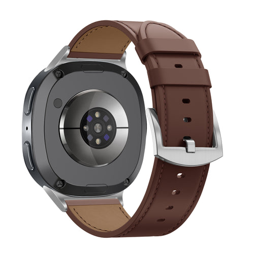 Leather Strap 'Classic', brown, on a watch, 3/4 rear view
