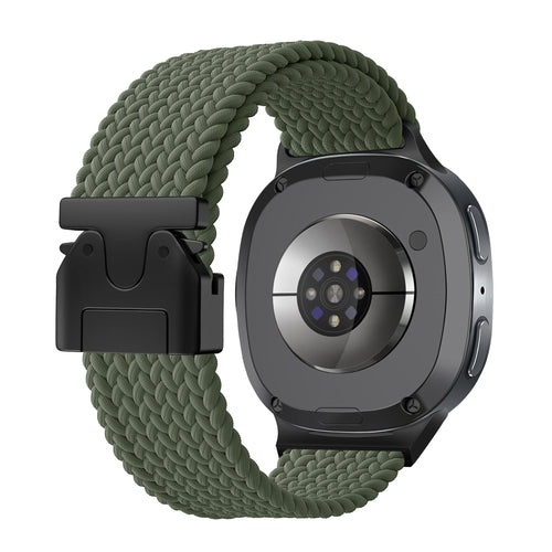Samsung Galaxy Watch 9 - 40mm gevlochten band met P-buckle (legergroen)