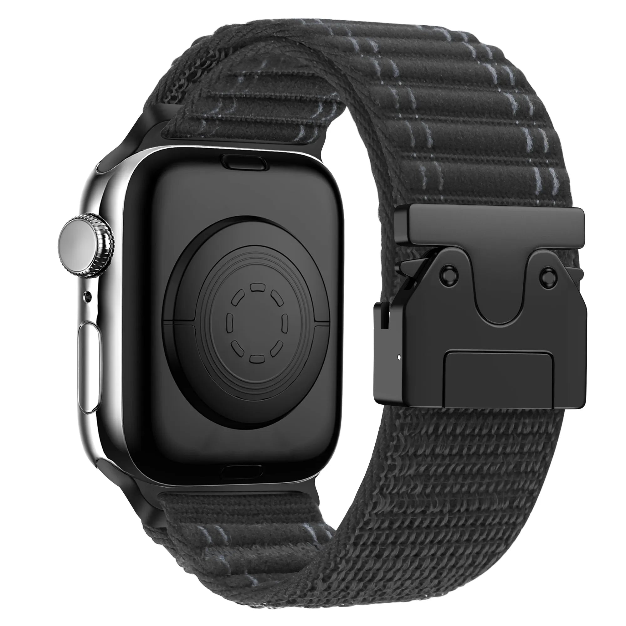 Bandz Apple Watch nylon band 'Deluxe' met P-buckle (zwart)
