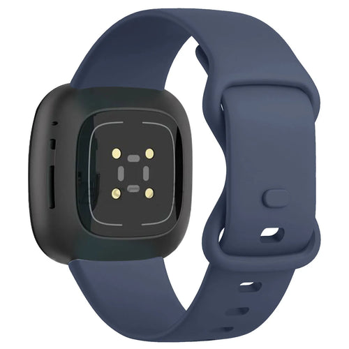 Silicone Strap 'Classic', dark blue, on a watch, 3/4 rear view