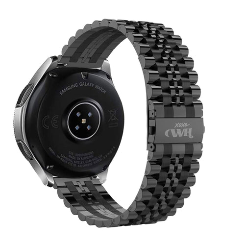 Steel Strap, black, on a watch, 3/4 rear view
