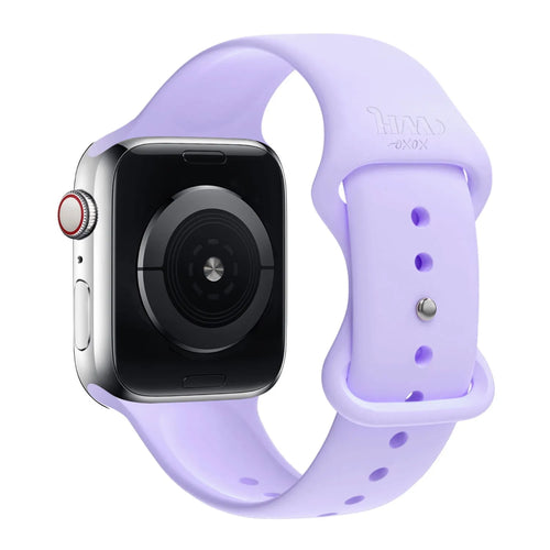 Silicone Strap, lilac, on a watch, 3/4 rear view