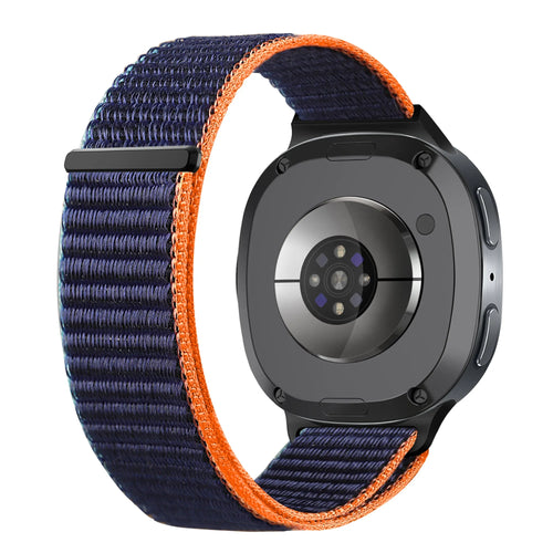 Nylon Strap, dark blue, on a watch, 3/4 rear view
