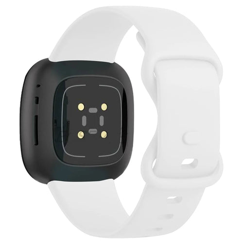 Silicone Strap 'Classic', white, on a watch, 3/4 rear view