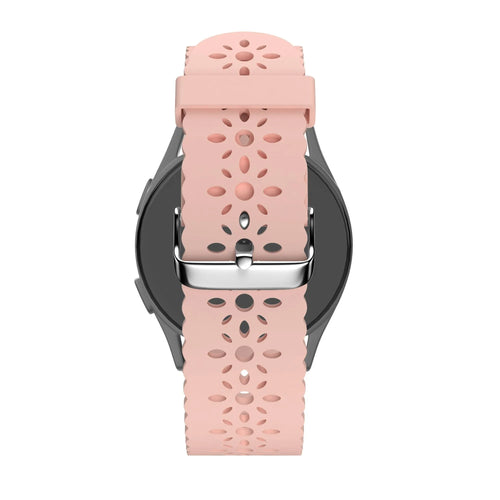 Patterned Silicone Strap, pink, on a watch, 3/4 rear view