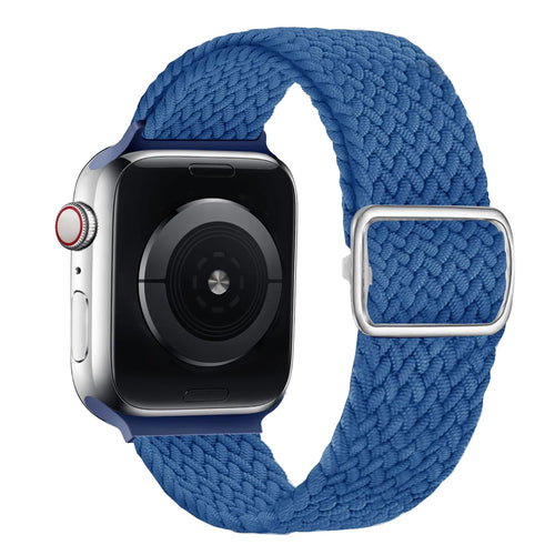 Nylon Adjustable Braided Strap, blue, on a watch, 3/4 rear view
