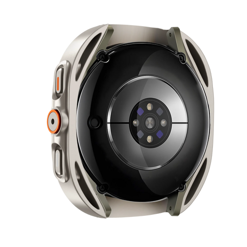 Bandz Samsung Galaxy Watch 7 - 44mm square PC hoesje met glas (titanium)