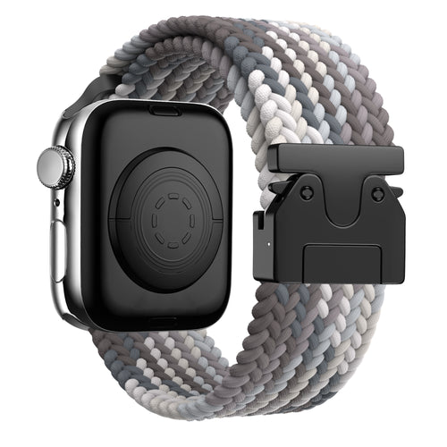 Nylon Braided Strap 'Parachute', slate, on a watch, 3/4 rear view