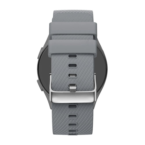Silicone Strap 'Deluxe', grey, on a watch, 3/4 rear view