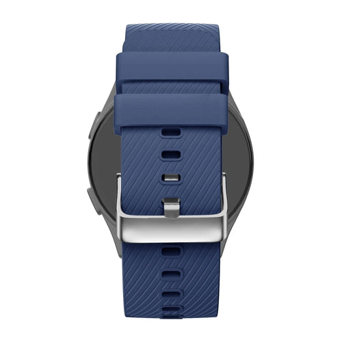Silicone Strap 'Deluxe', dark blue, on a watch, 3/4 rear view