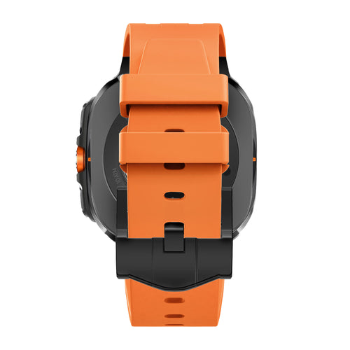Bandz Samsung Galaxy Watch Ultra siliconen band 'Luxe Liquid' (oranje met zwart)