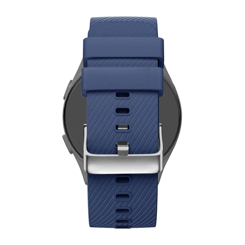 Silicone Strap 'Deluxe', dark blue, on a watch, 3/4 rear view