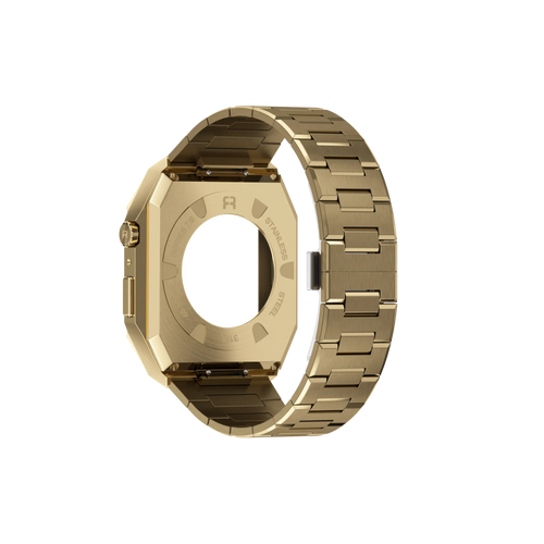 Reqior Apple Watch 45mm case met stalen band 'Nautilus' (goud)