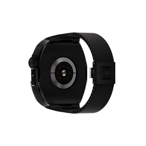 Reqior Apple Watch 45mm case met rubberen band (Zwart)