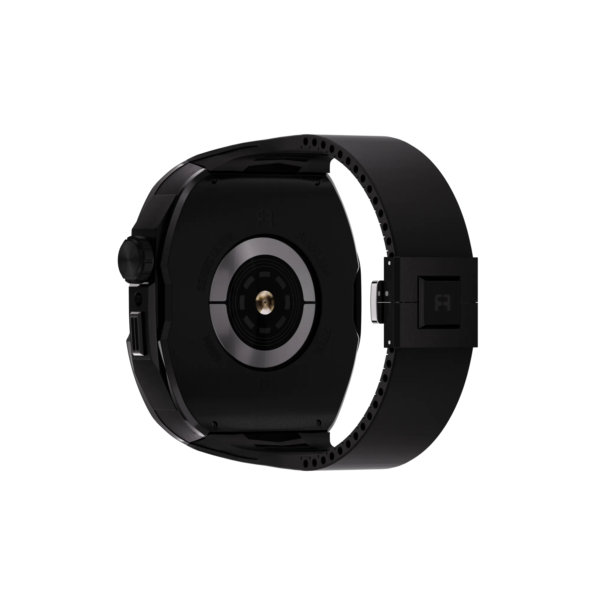 Reqior Apple Watch 45mm case met rubberen band (Zwart)