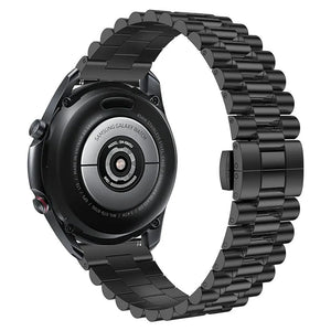 Presidential Steel Strap, black, on a watch, 3/4 rear view