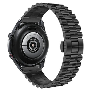 Presidential Steel Strap, black, on a watch, 3/4 rear view