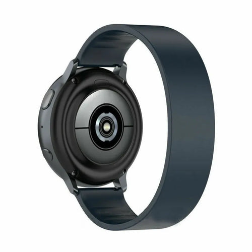 Silicone Elastic Strap, dark blue, on a watch, 3/4 rear view
