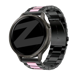 Bandz Garmin Vivoactive 4s stalen band 'Classic' (zwart/roze)
