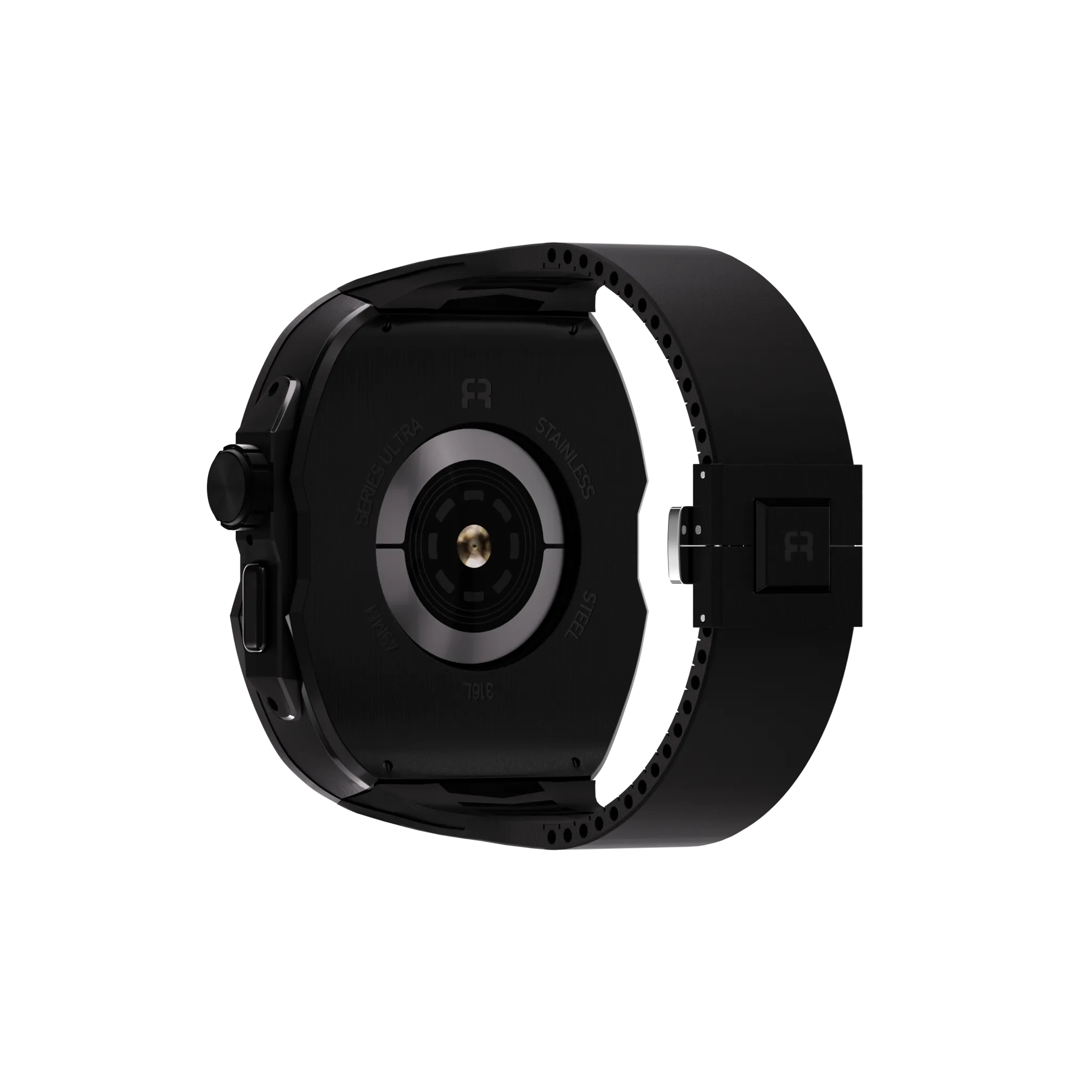 Reqior Apple Watch Ultra Case with Rubber Strap (Black)