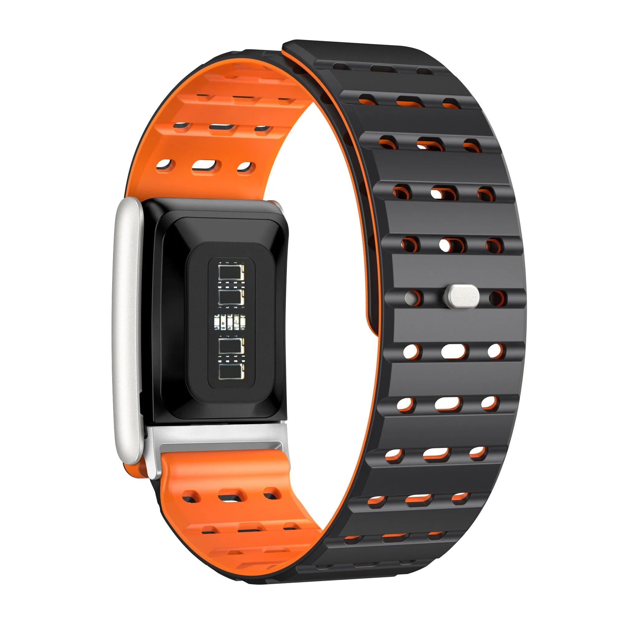 Magnetisch siliconen bandje geschikt voor Whoop 5.0 (zwart/oranje)