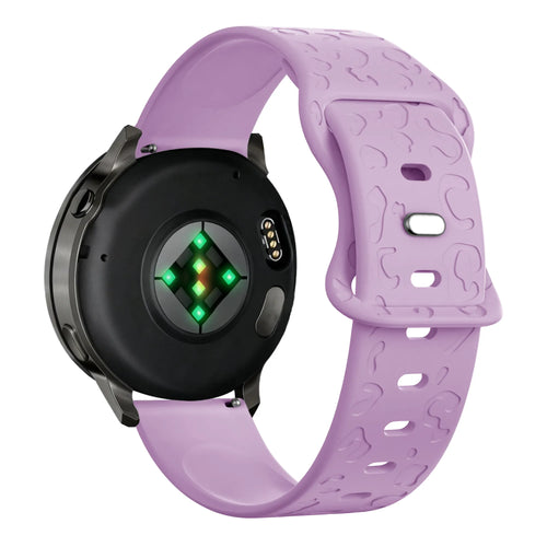 Silicone Strap 'Leopard', light purple, on a watch, 3/4 rear view