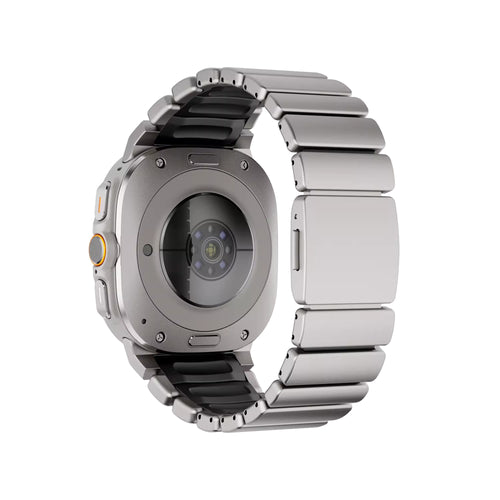 Bandz Samsung Galaxy Watch Ultra 2 titanium band 'Hybrid' (titanium/zwart)