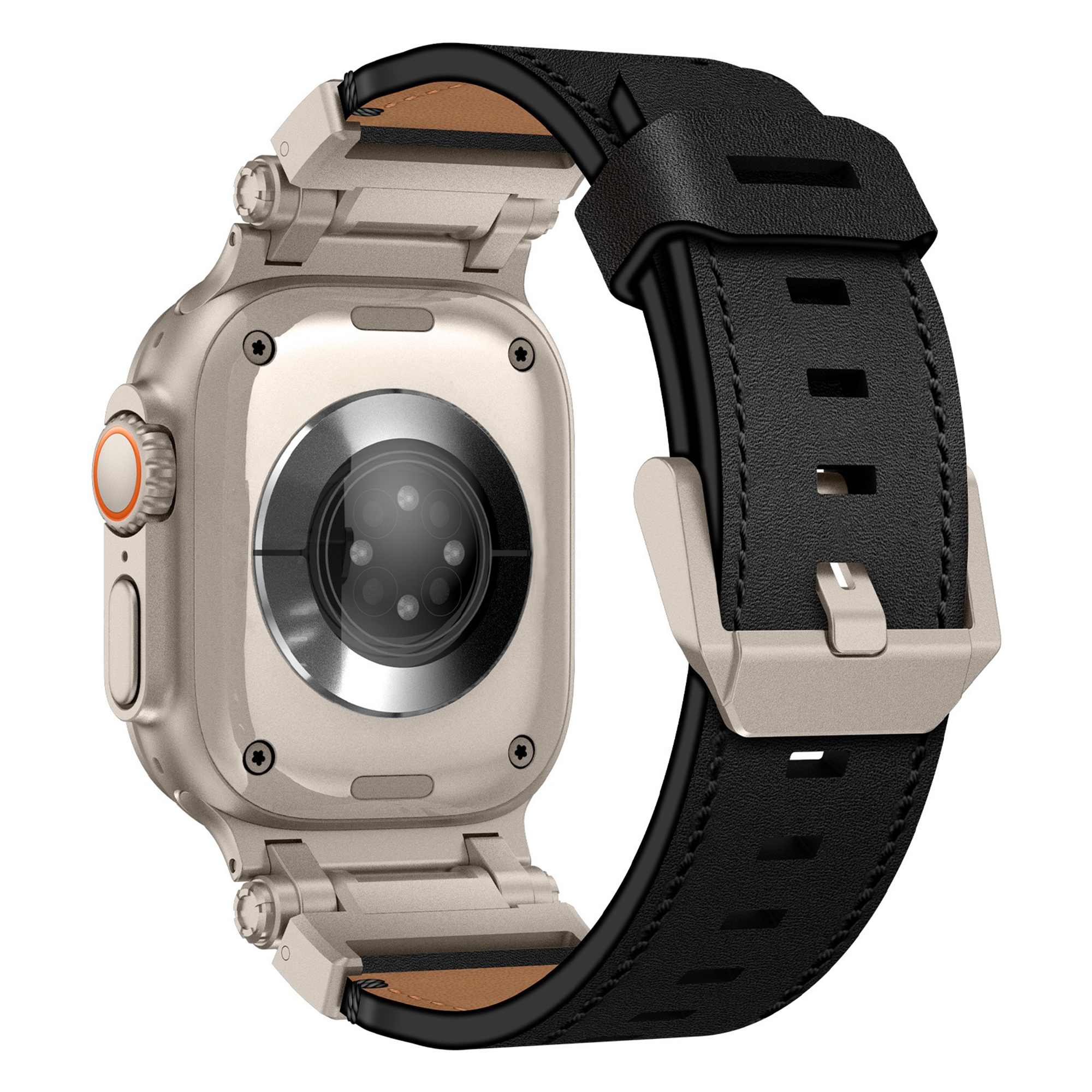 Bandz Apple Watch Ultra lederen band 'Explorer' (zwart)
