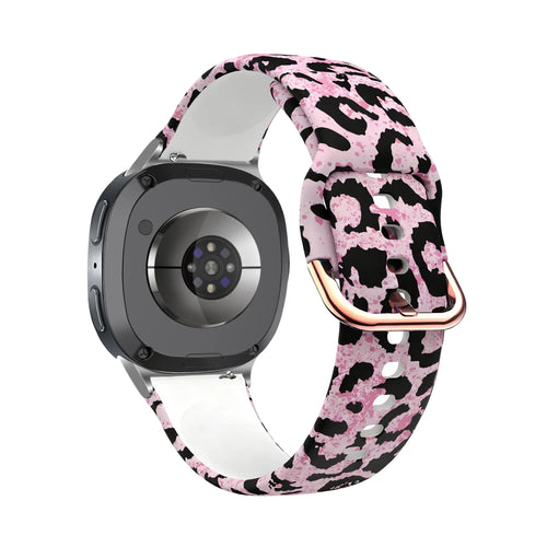 Samsung Galaxy Watch 9 - 44mm Print Silicone Strap (Pink Leopard)