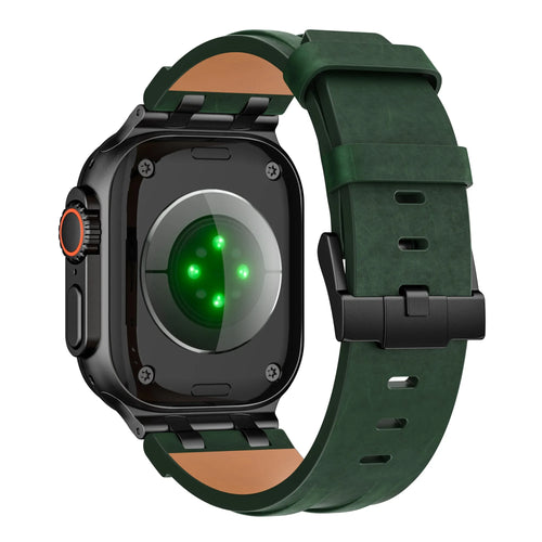 Apple Watch Solide lederen band (donkergroen)