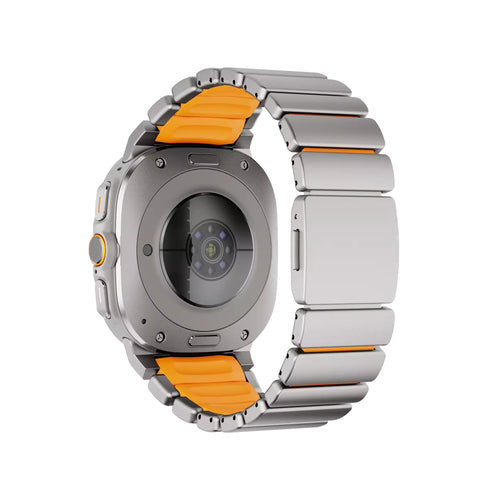 Bandz Samsung Galaxy Watch Ultra 2 titanium band 'Hybrid' (titanium/oranje)