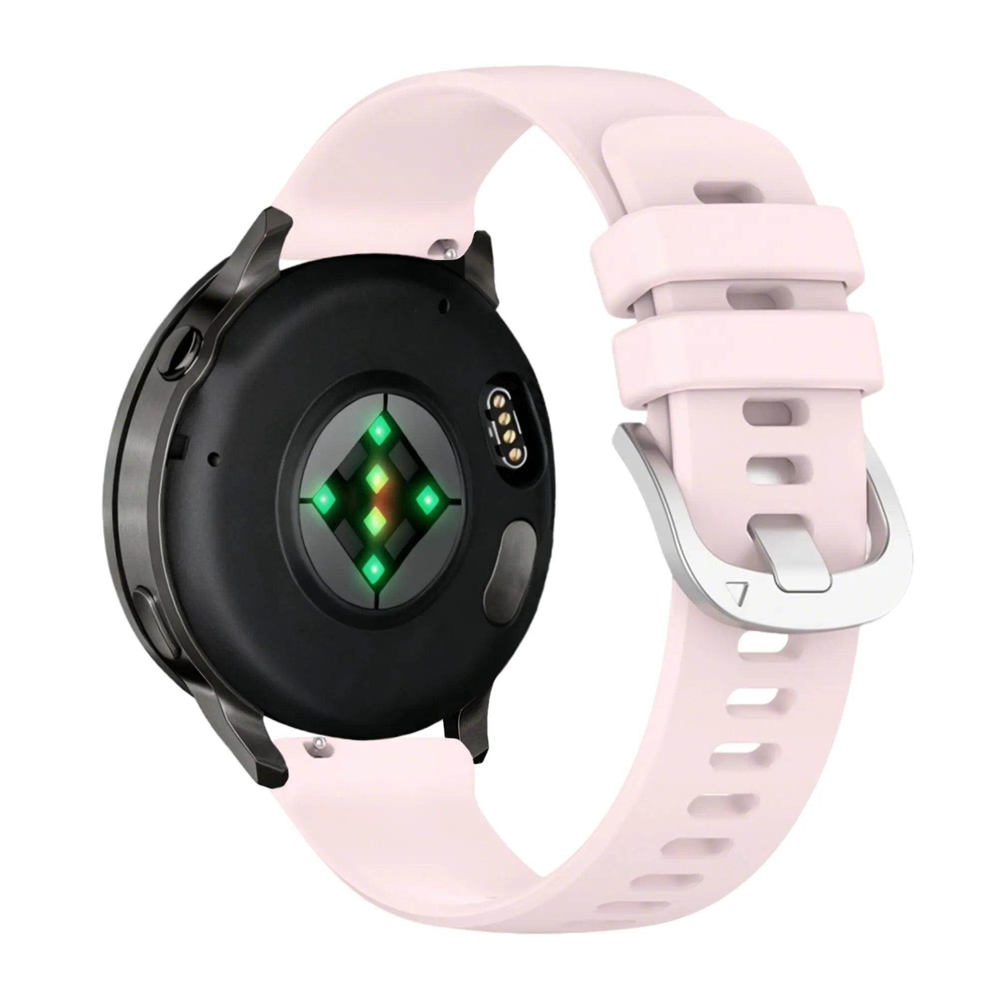 Silicone Strap 'Classic', light pink, on a watch, 3/4 rear view