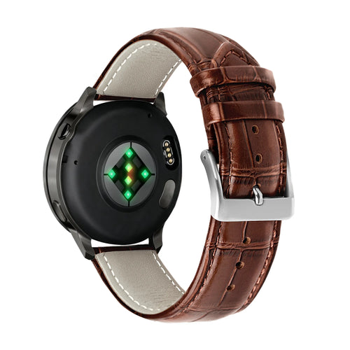 Bandz Garmin Vivomove Style Leren crocodile grain band (bruin)