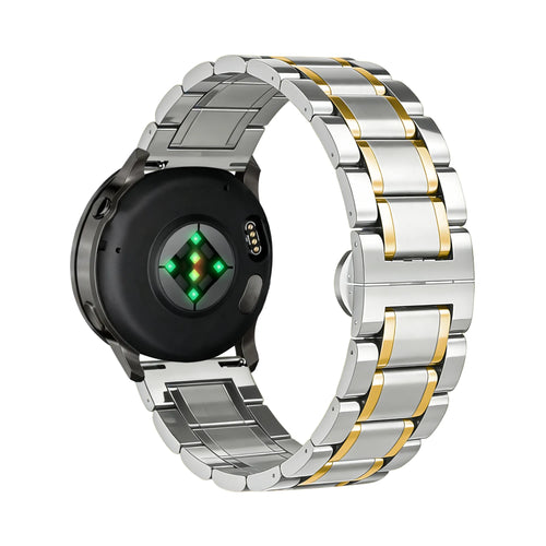 Bandz Garmin Venu stalen schakel band 'Deluxe' (zilver/goud)
