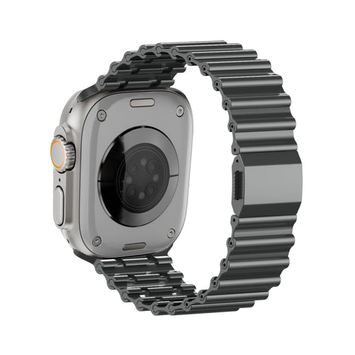 Bandz Apple Watch premium stalen band 'Ocean' (titanium grijs)