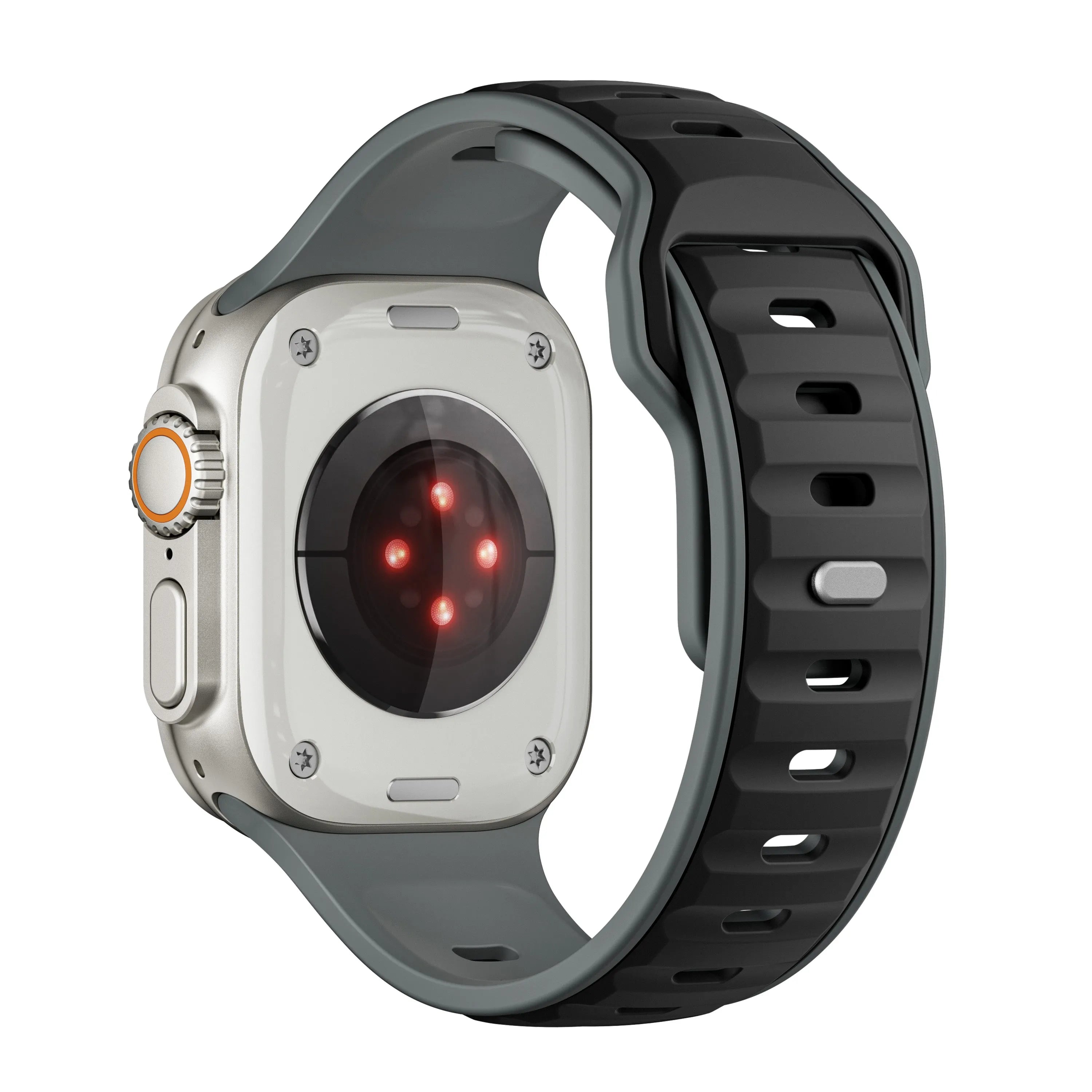 Apple Watch premium outdoor siliconen bandje (zwart/grijs)
