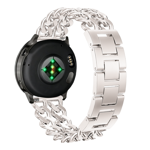 Metal Strap 'Double Chains', starlight, on a watch, 3/4 rear view