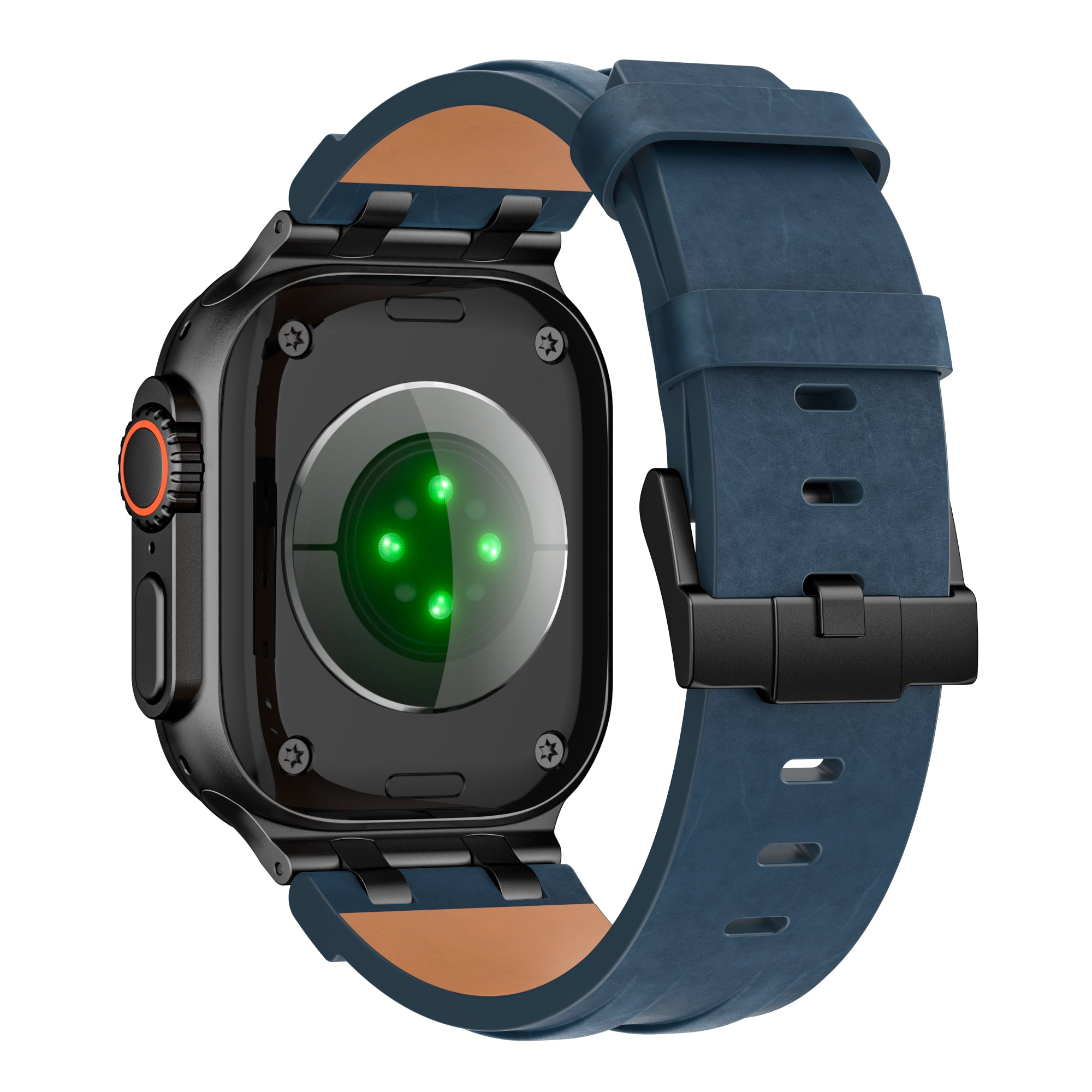 Apple Watch Ultra solide lederen band (donkerblauw)