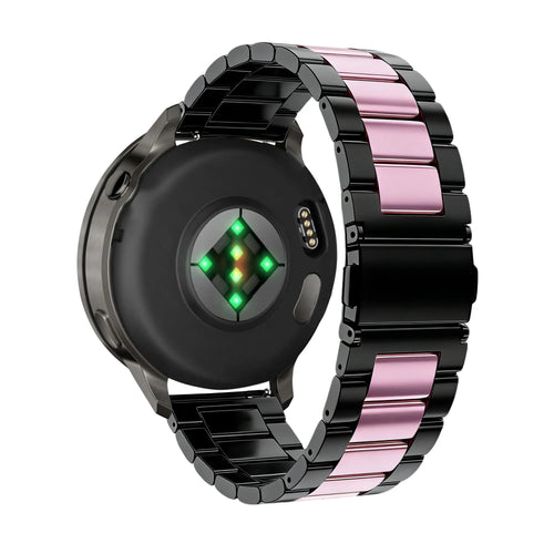 Bandz Garmin Forerunner 255s Steel Strap 'Classic' (Black/Pink)