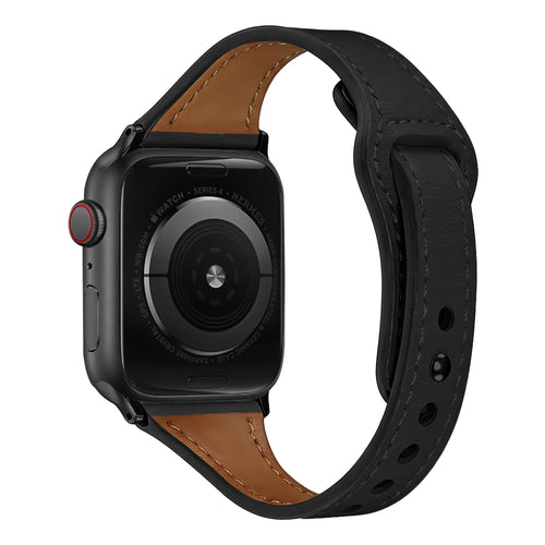 Apple Watch Leather Strap with Snap Closure (Black)