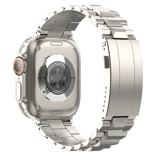 Titanium Strap 'Deluxe', on a watch, 3/4 rear view