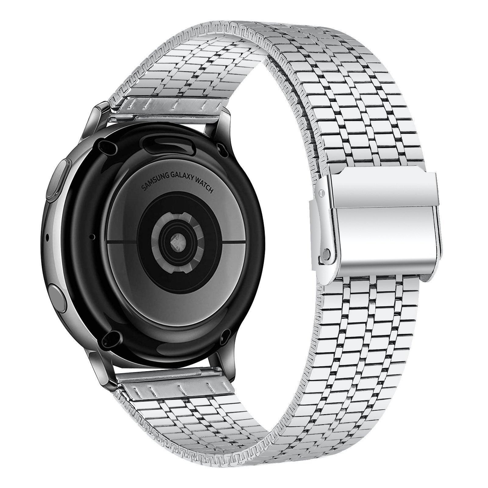 Fine Steel Strap, silver, on a watch, 3/4 rear view