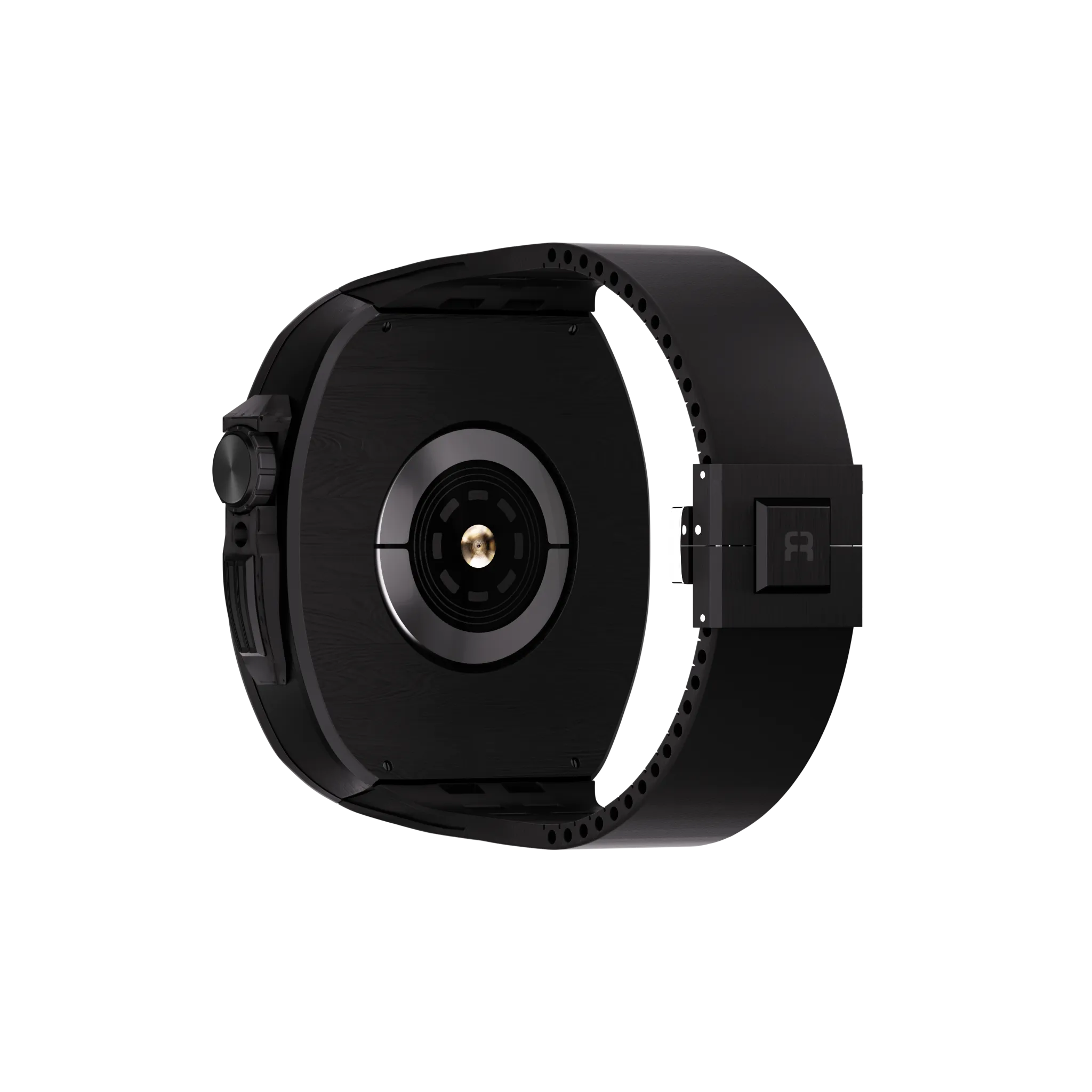 Reqior Apple Watch 45mm polymer case met rubberen band (carbon zwart)