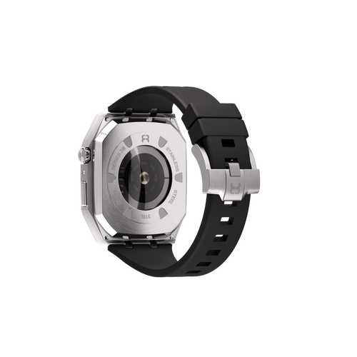 Reqior Apple Watch 45mm Metal Case with Rubber Strap (Silver)