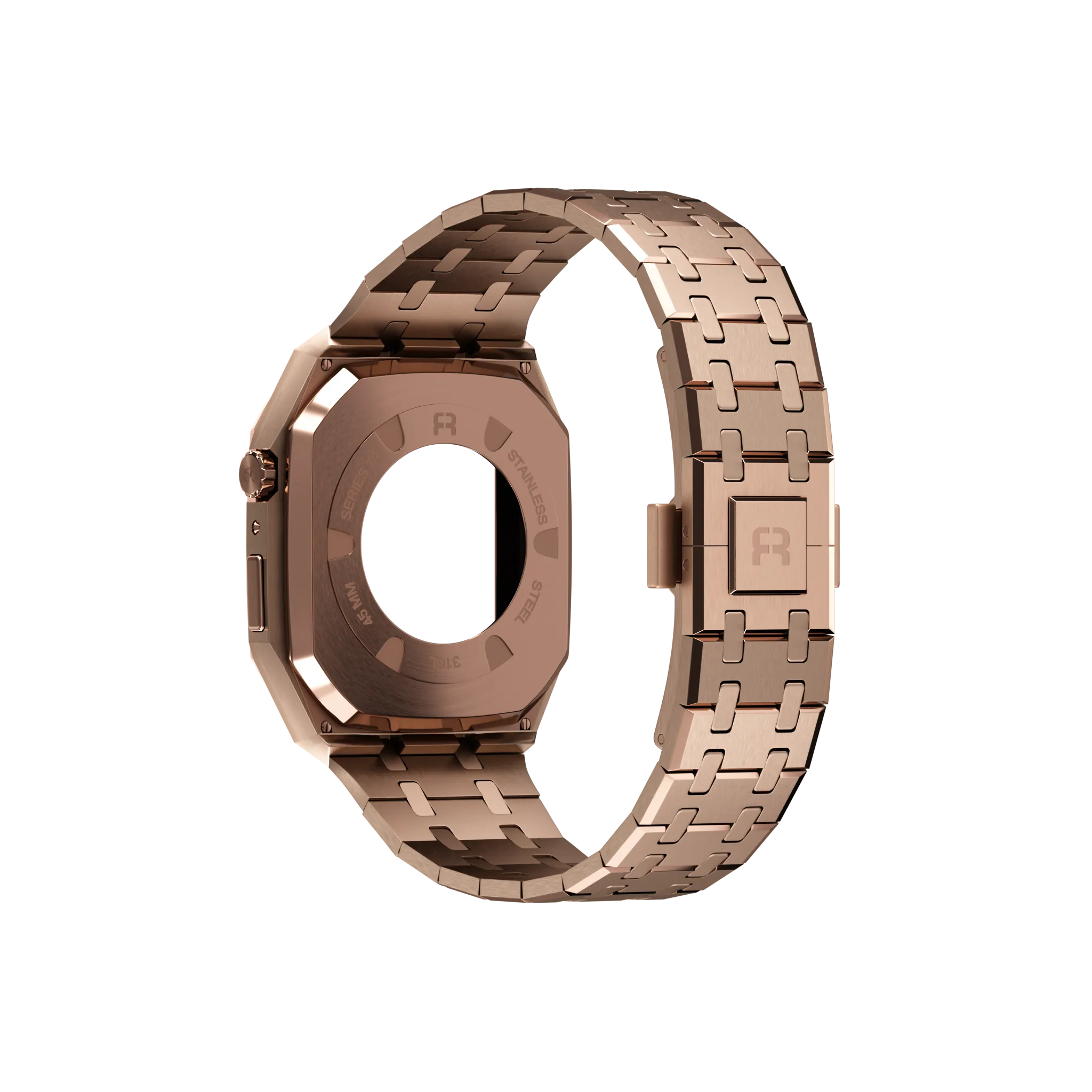 Reqior Apple Watch 45mm Kast met Stalen Band (Roségoud)