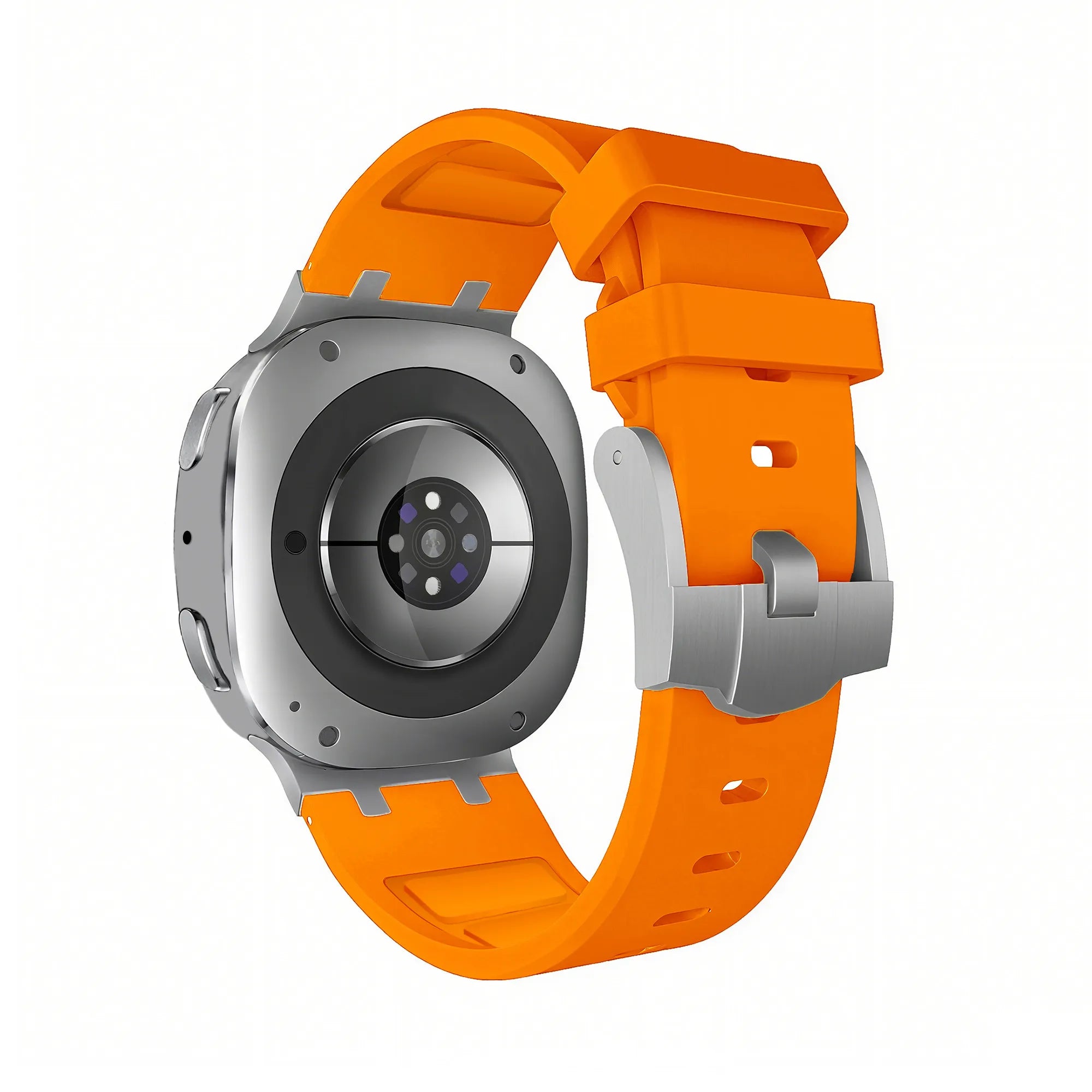 Bandz Samsung Galaxy Watch 8 - 44mm siliconen band 'Luxe Liquid' (oranje)