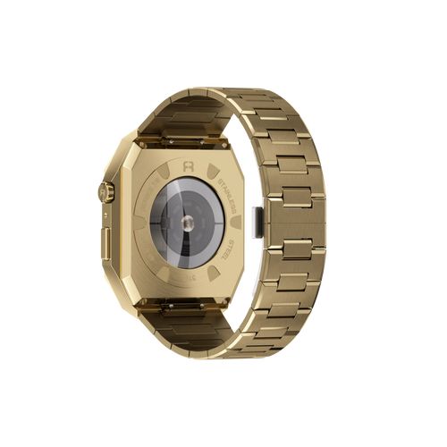 Reqior Apple Watch 45mm case met stalen band 'Nautilus' (goud)