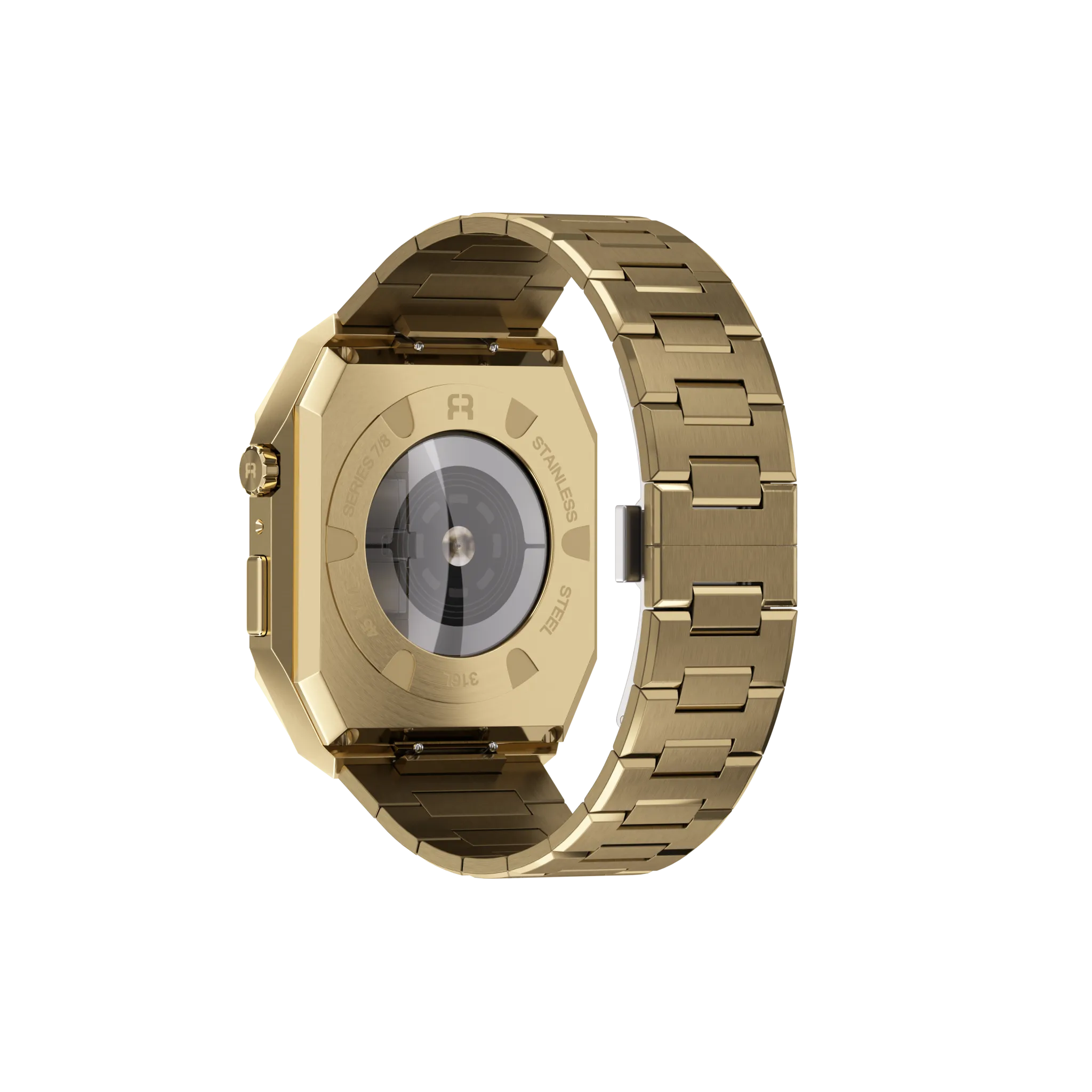 Reqior Apple Watch 45mm case met stalen band 'Nautilus' (goud)